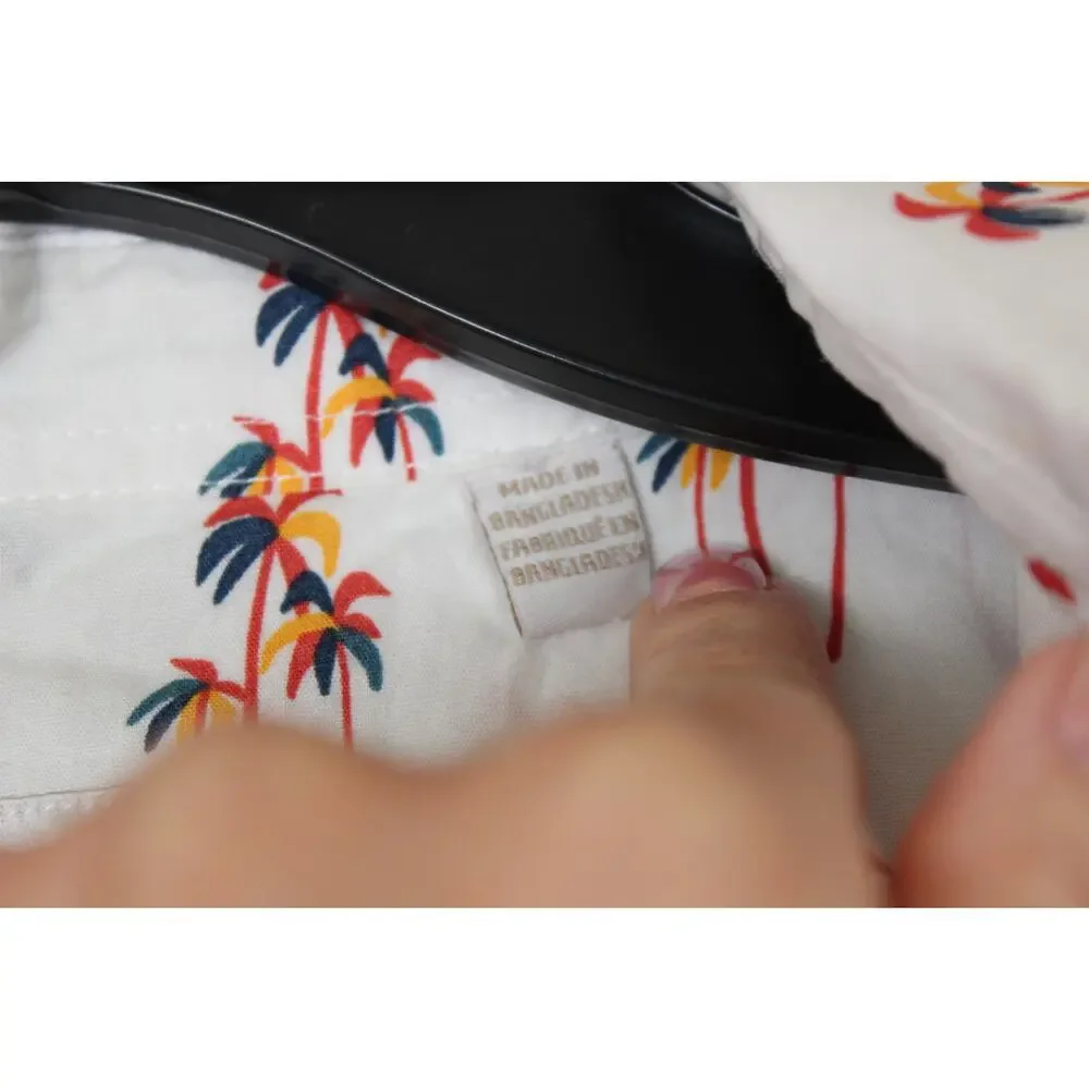Cotton‎ & Co Mens SS Button up palm tree shirt lightweight summer beach Medium